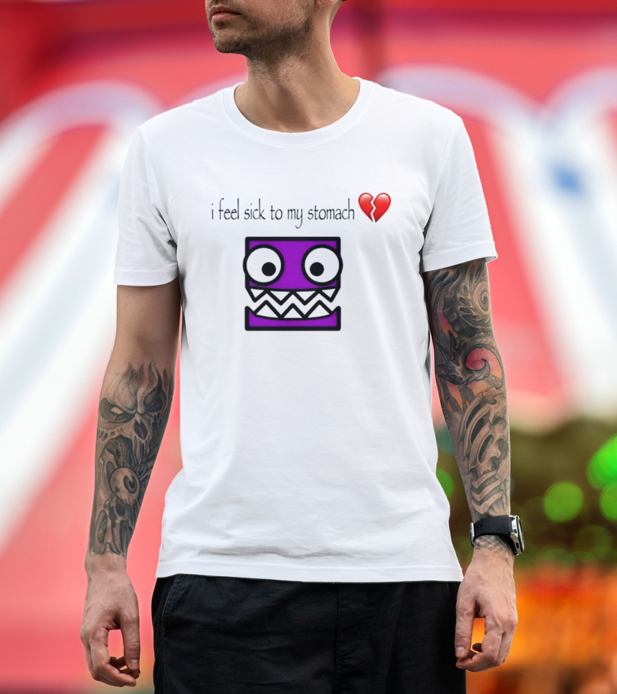 Geometry Dash I Feel Sick To My Stomach Broken Heart Pixel Art Monster T-Shirt