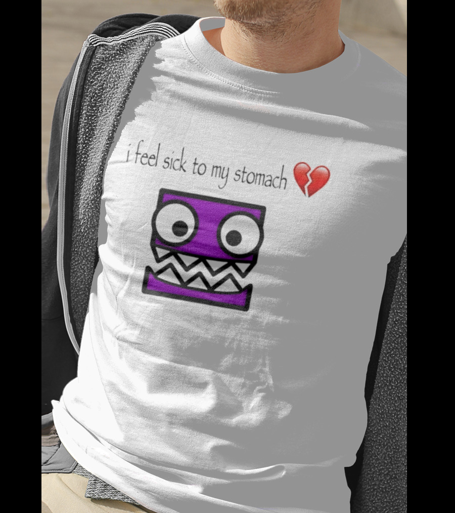 Geometry Dash I Feel Sick To My Stomach Broken Heart Pixel Art Monster T-Shirt