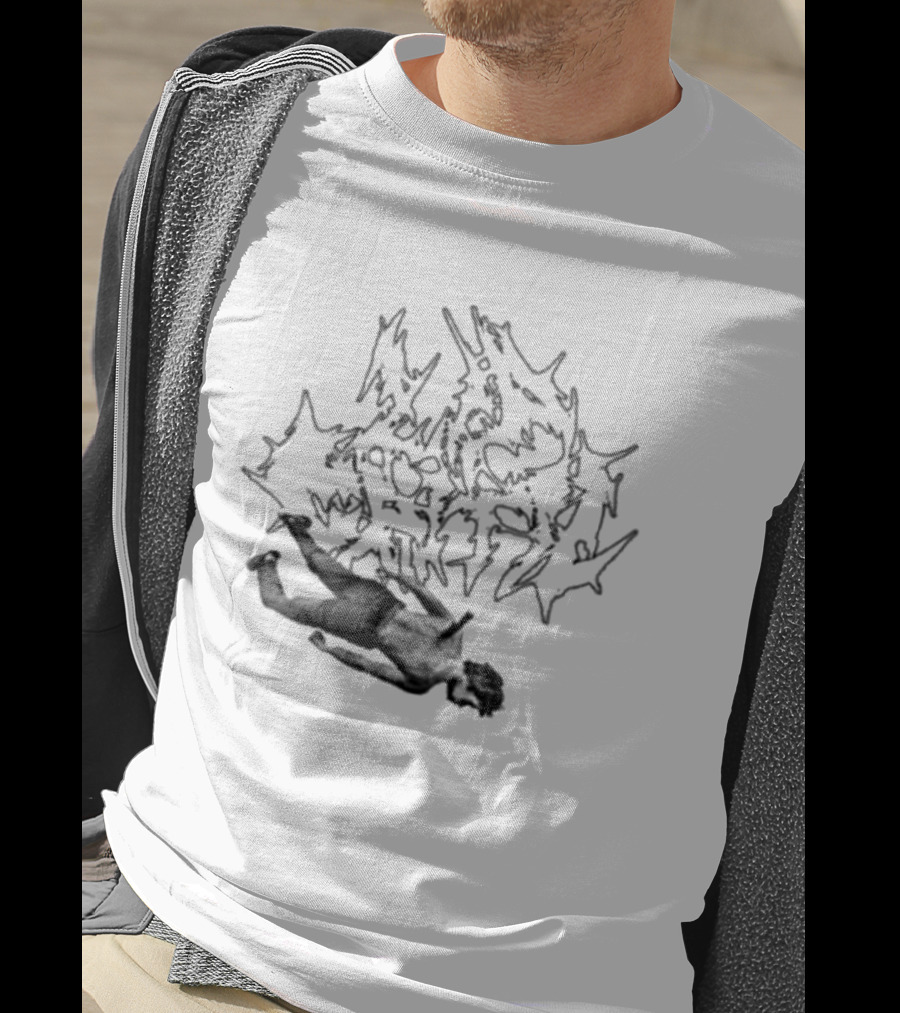 Lip Critic Pink Murder Distorted Text And Fallen Figure T-Shirt