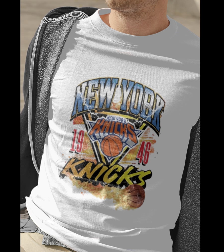 New York Knicks 1946 Basketball On Fire T-Shirt