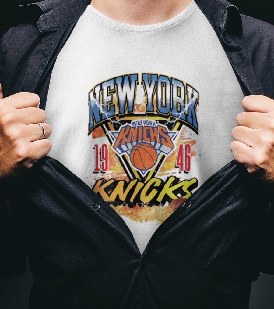 New York Knicks 1946 Basketball On Fire T-Shirt
