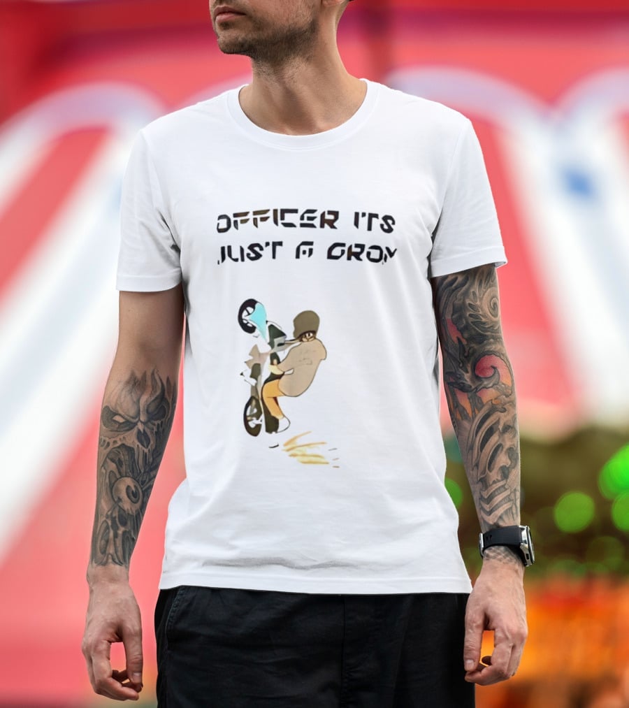 Officer It's Just A Grom Motorcycle Stunt Racing T-Shirt