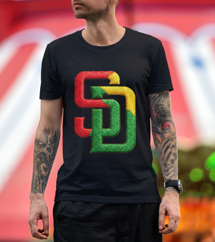 Padres African American Heritage 2026 Giveaway SD Red Gold Green T-Shirt