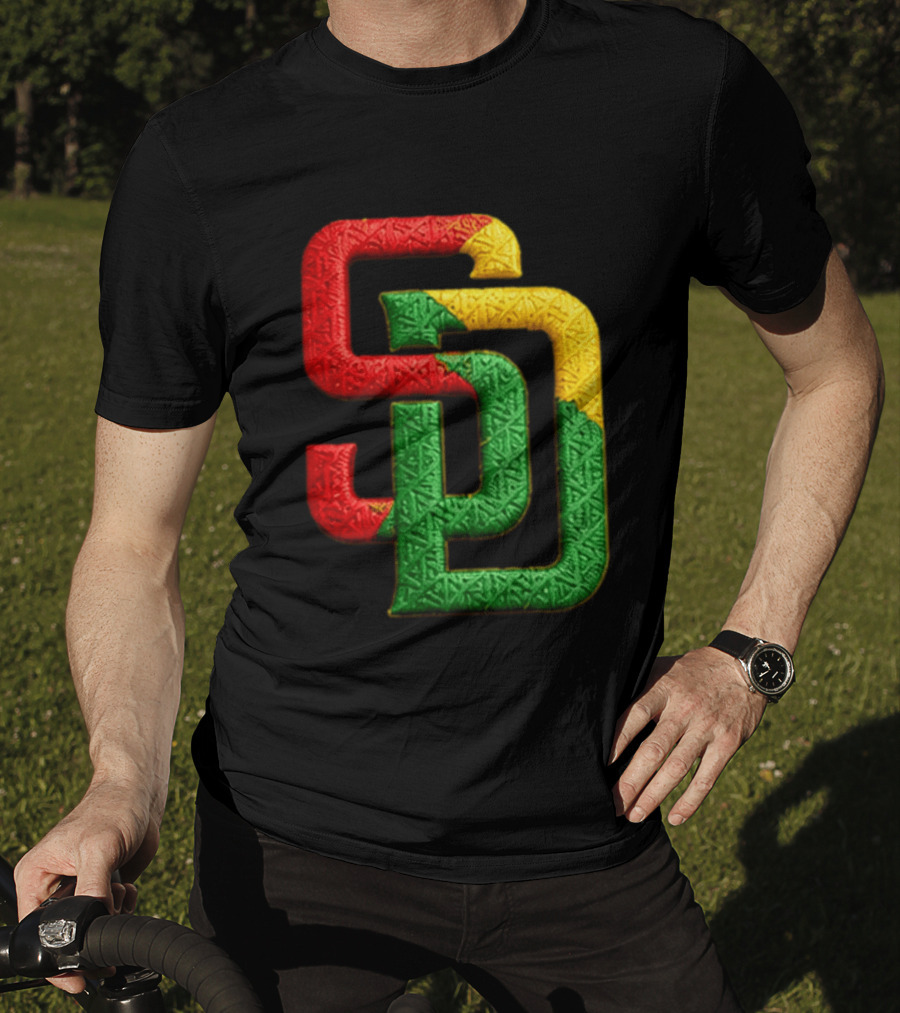 Padres African American Heritage 2026 Giveaway SD Red Gold Green T-Shirt