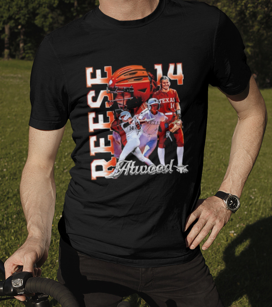 Reese Atwood 14 Texas Longhorns Softball Player White Uniform And Red Helmet T-Shirt