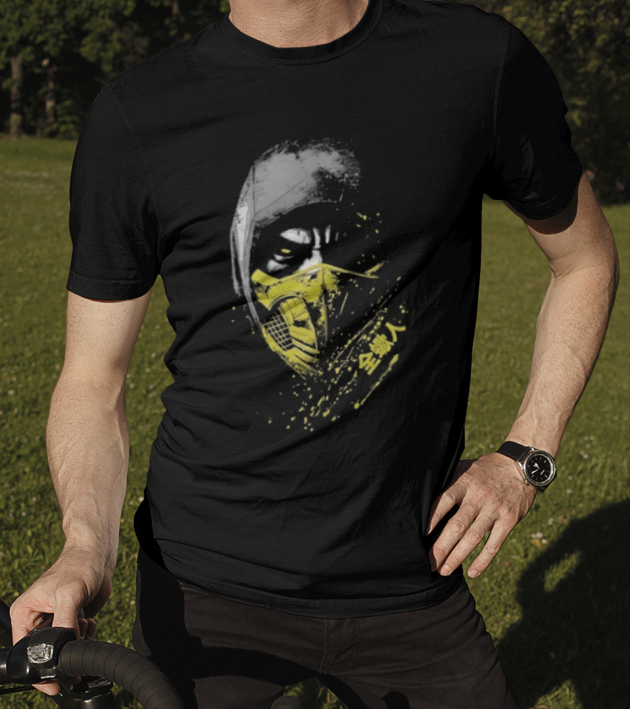 Scorpion Get Over Here Mortal Kombat Classic Yellow Mask T-Shirt