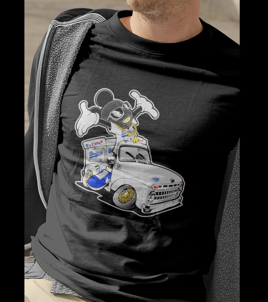 Los Angeles Dodgers Mickey Ice Cream Truck Sneaker Chain T-Shirt