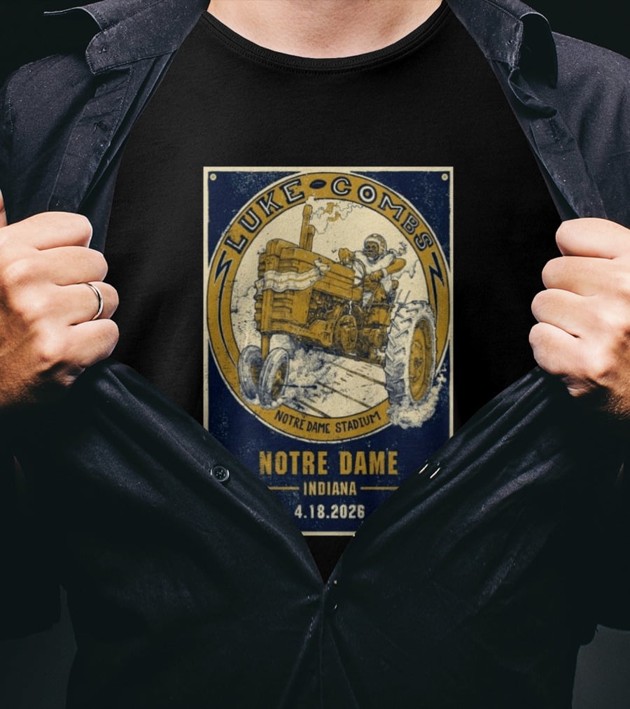 Luke Combs Notre Dame Stadium Indiana Tractor April 18 2026 T-Shirt
