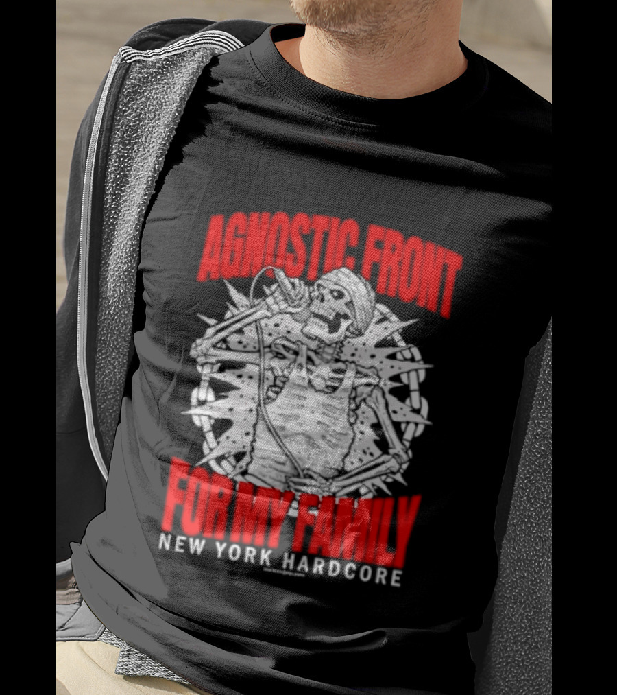 Agnostic Front Skeleton For My Family New York Hardcore T-Shirt