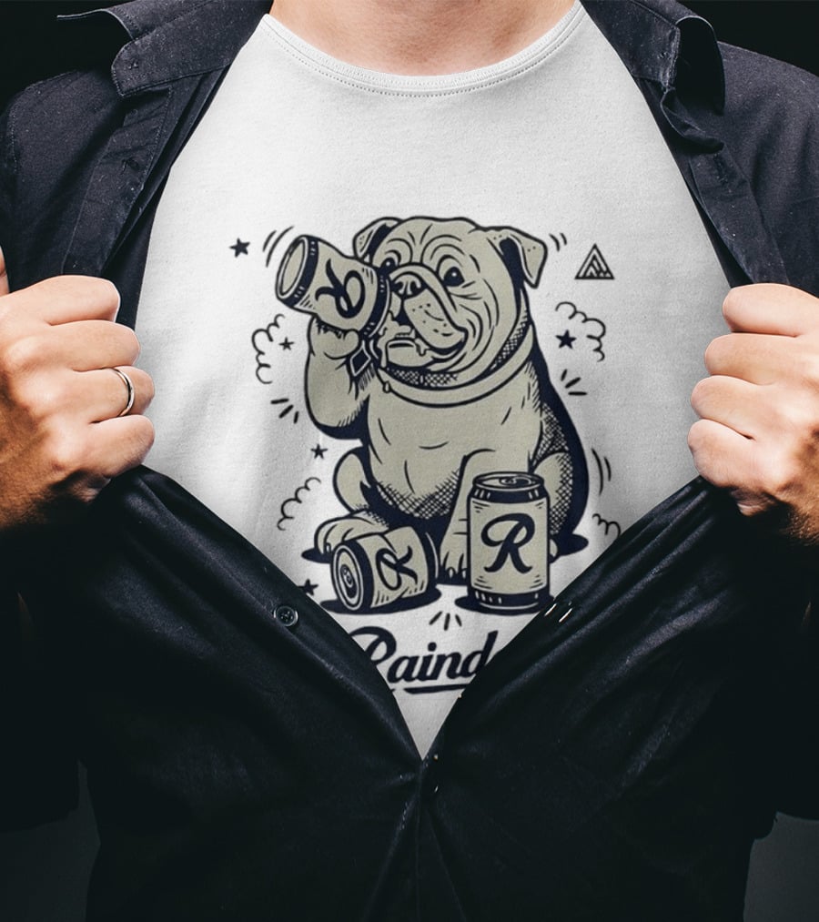 Raindog Bulldog Drinking R Can T-Shirt