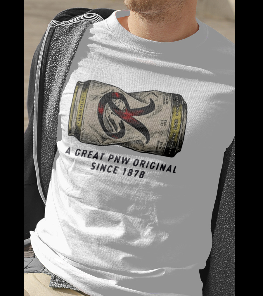 Rainier Beer Crushed Can A Great PNW Original Rainier For Life Since 1878 T-Shirt