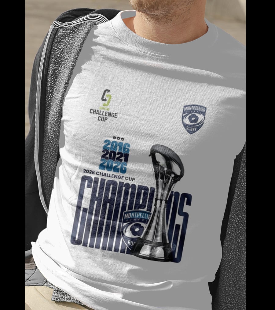 Montpellier Herault Champions European Rugby Challenge Cup 2016 2021 2026 T-Shirt
