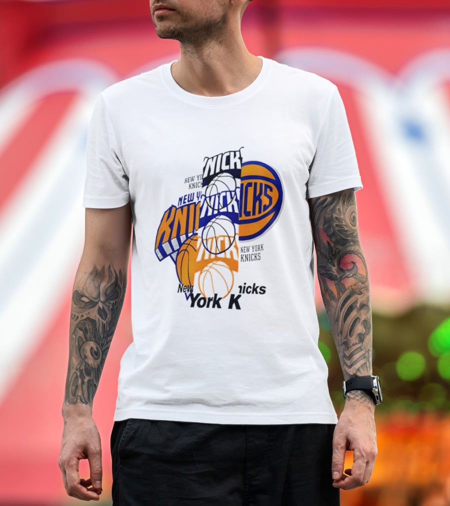 New York Knicks Basketball Collage Fragmented T-Shirt