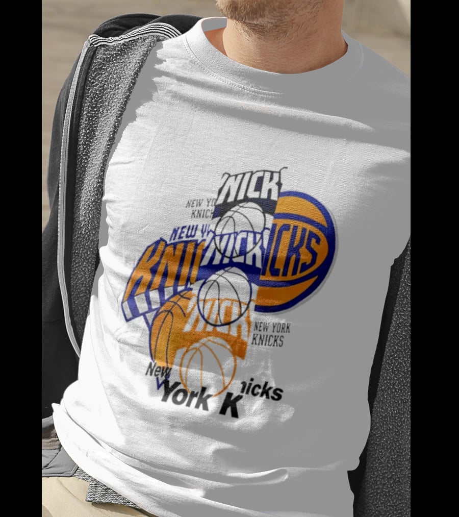 New York Knicks Basketball Collage Fragmented T-Shirt
