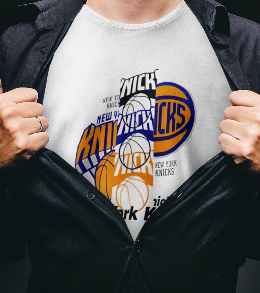New York Knicks Basketball Collage Fragmented T-Shirt