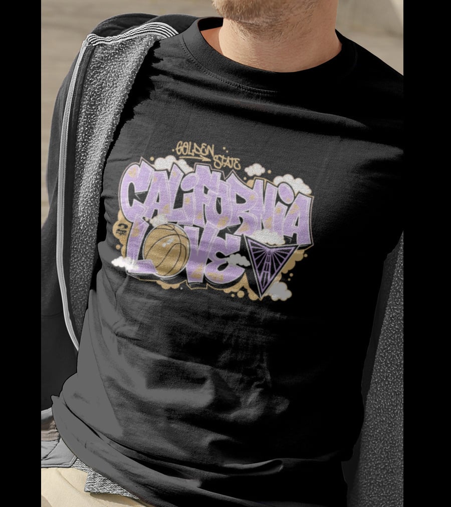 Golden State Valkyries Sportiqe X 2PAC California Love Basketball Clouds T-Shirt
