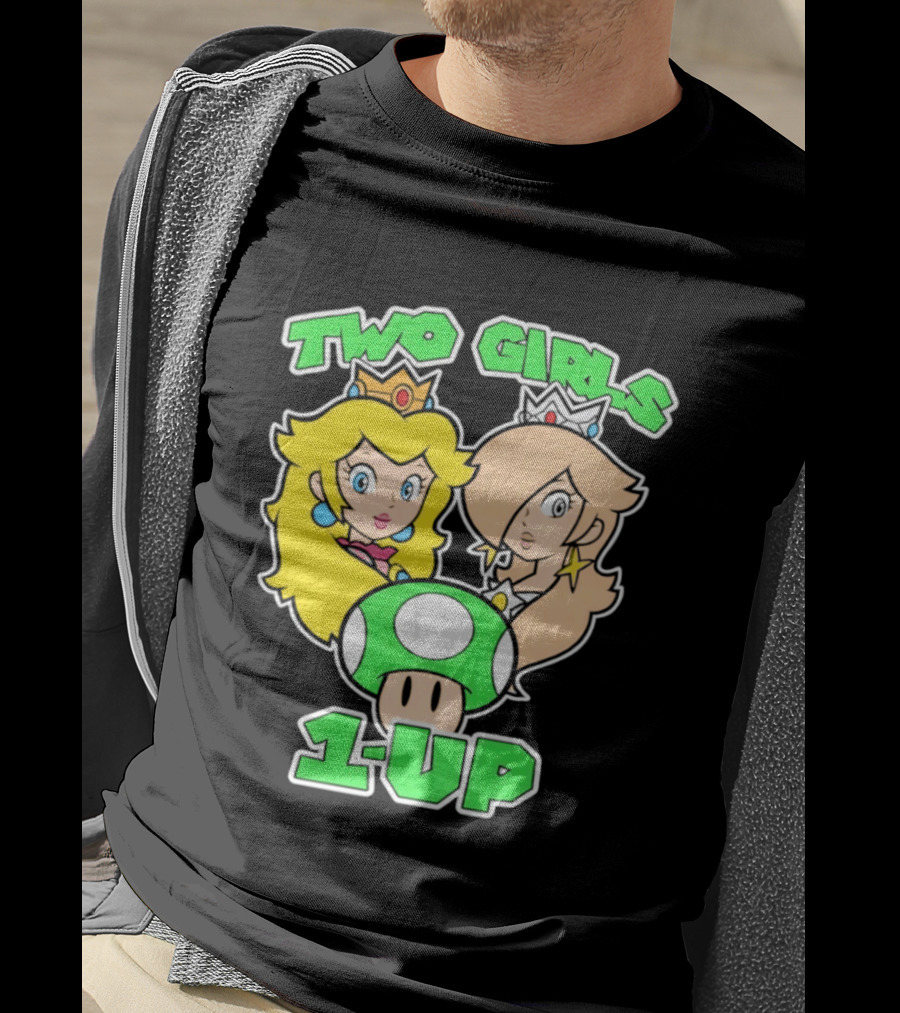 Two Girls 1 Up Mushroom Princesses Gaming T-Shirt