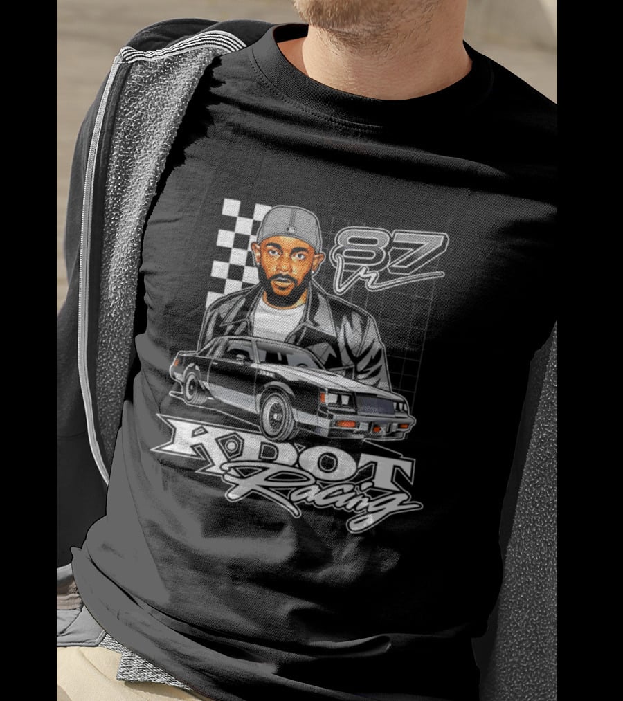 Kdot Racing 87 Vintage Car And Checkered Flag T-Shirt