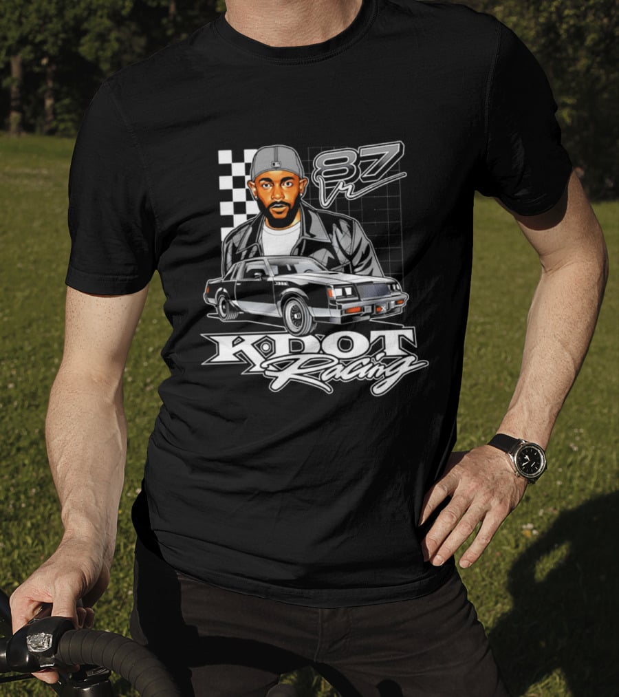 Kdot Racing 87 Vintage Car And Checkered Flag T-Shirt