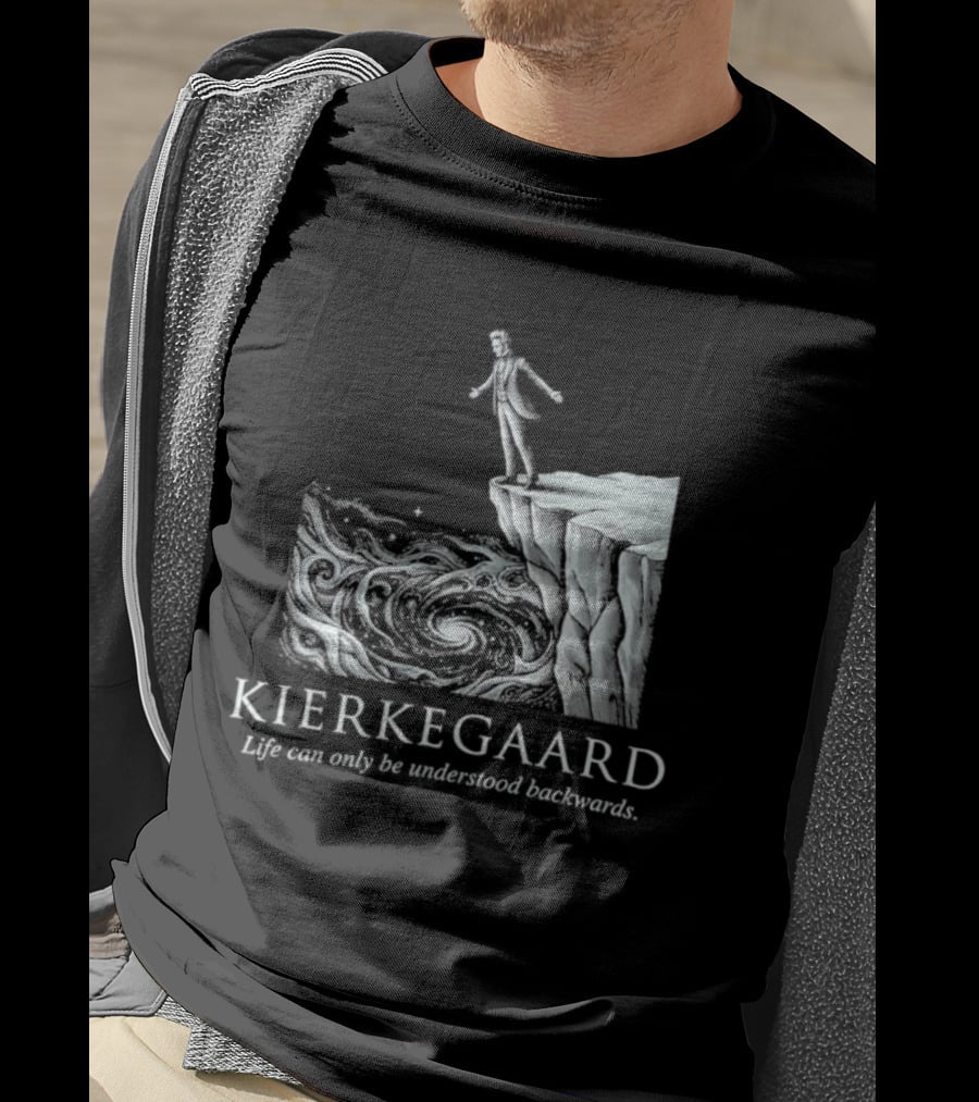 Kierkegaard Life Can Only Be Understood Backwards Cliff Edge T-Shirt