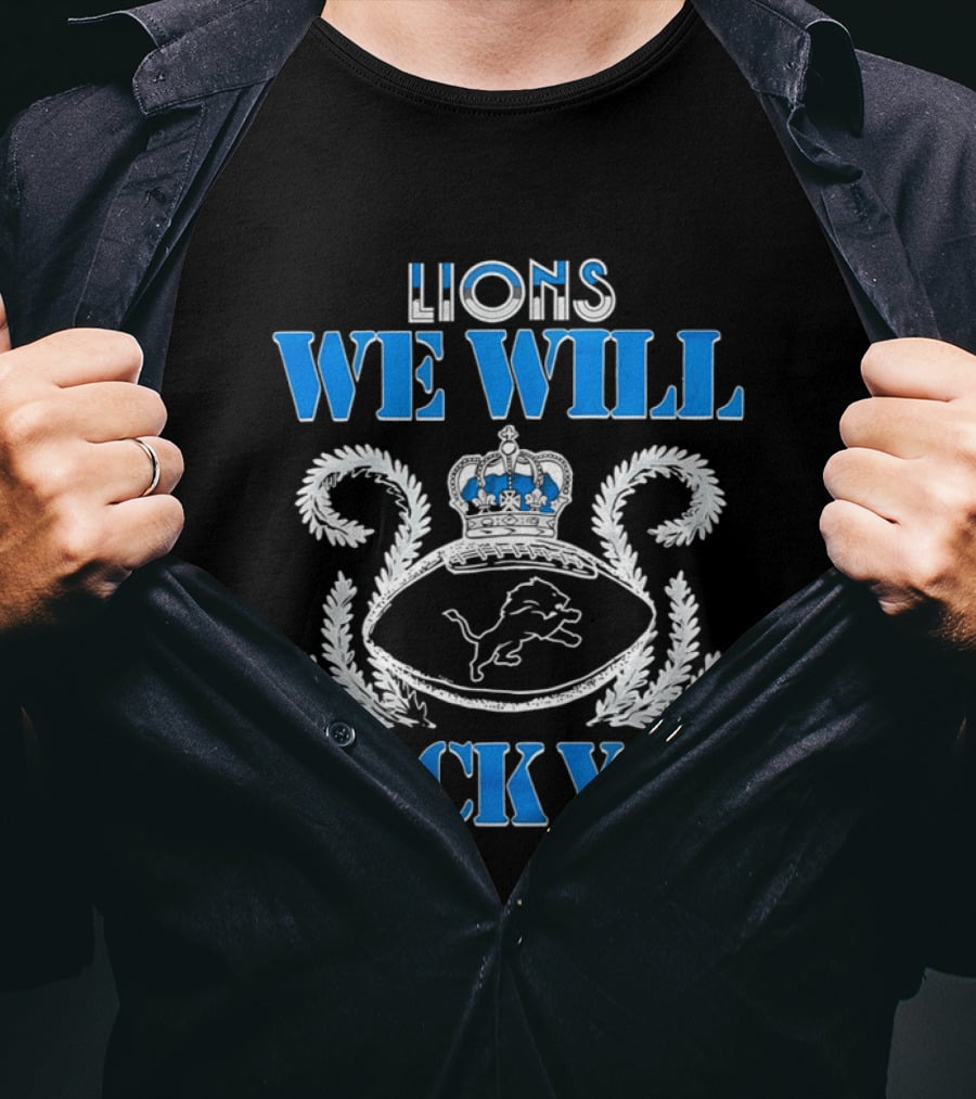 Lions We Will Rock You Queen Crest Football T-Shirt