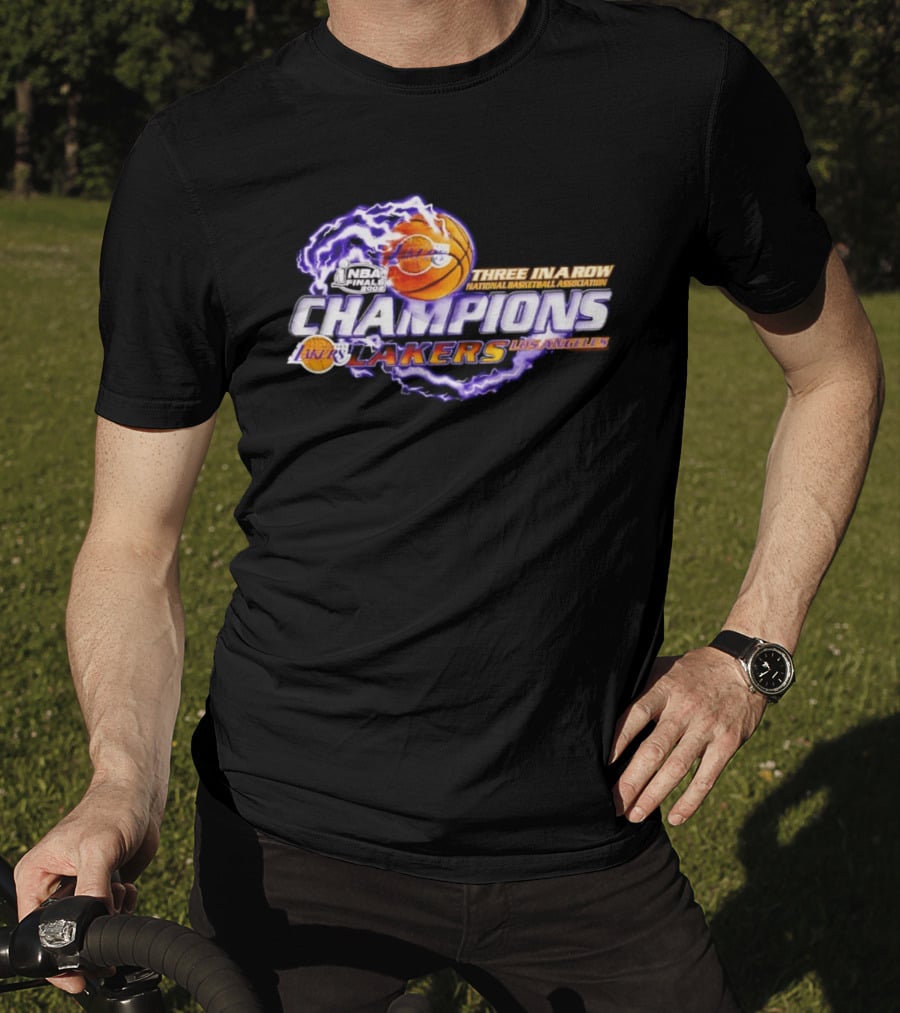 NBA Champions Los Angeles Lakers Three In A Row National Basketball Association T-Shirt