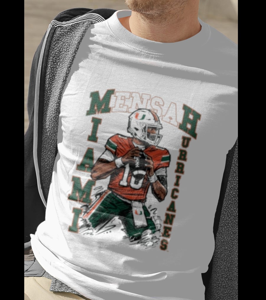 Mensah Miami Hurricanes Football Player Sketch T-Shirt