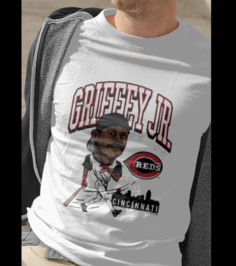 Cincinnati Reds Griffey Jr Caricature Tri Blend T-Shirt