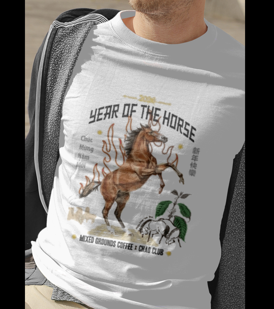 2026 Year Of The Horse Mixed Grounds Coffee Chuc Mung Nam Moi Collaboration T-Shirt
