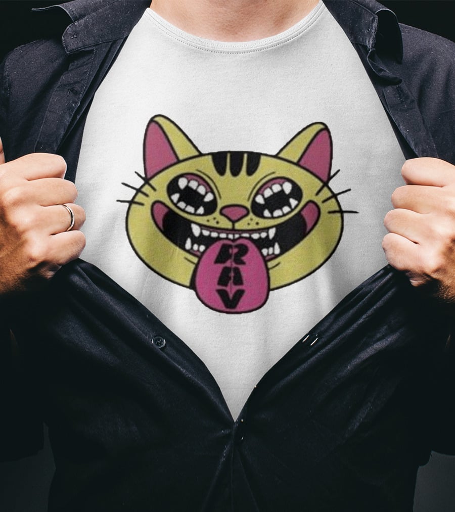 Exociety Rav Cat Vestiges Wild And Funky Cat Face T-Shirt