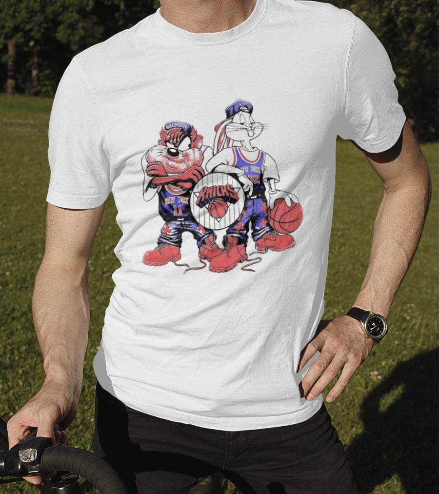 Officila Looney Tunes Bugs Bunny Taz Knicks NYK Basketball T-Shirt
