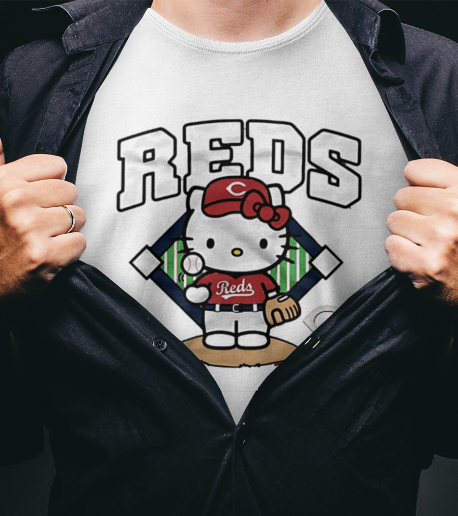 Hello Kitty Cincinnati Reds Collaboration With Baseball Theme 2026 T-Shirt