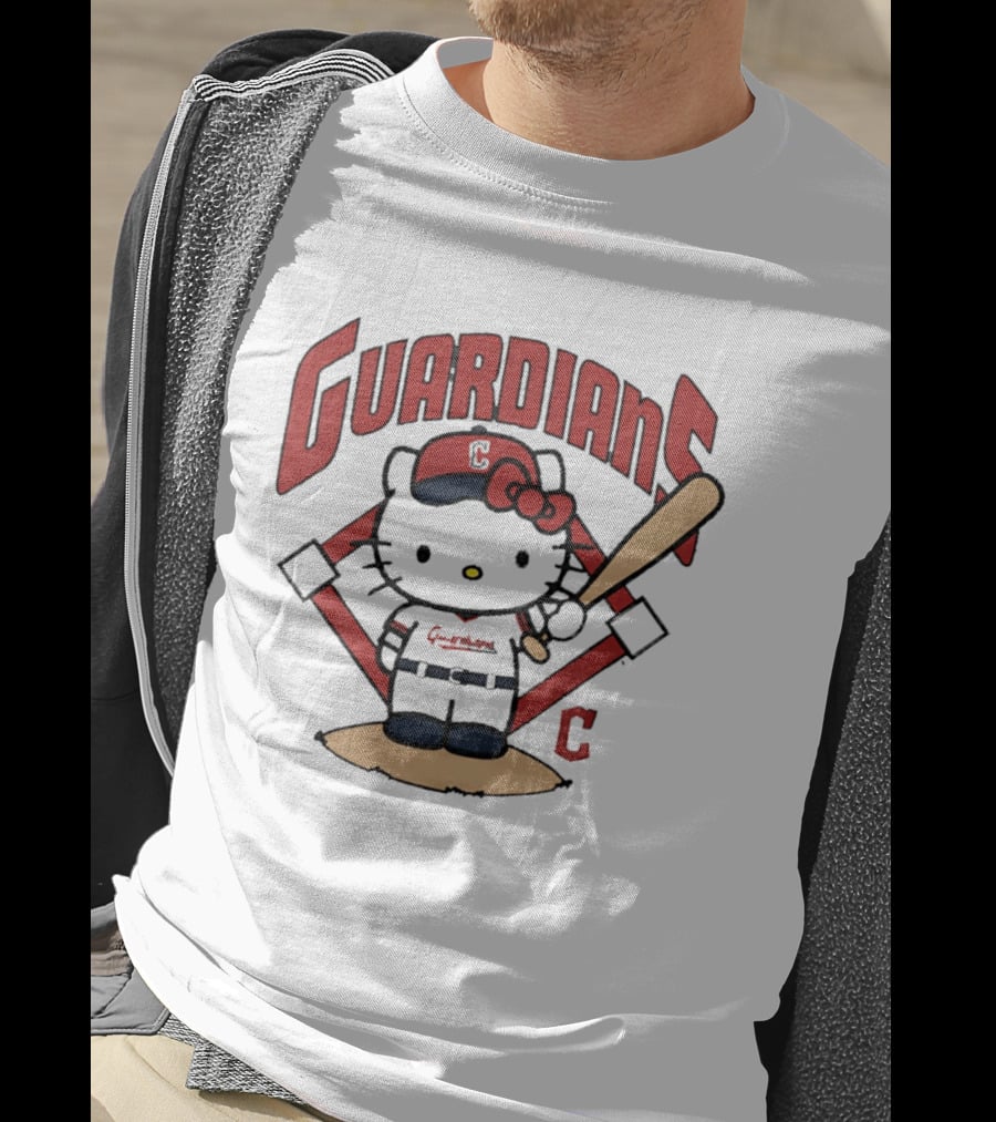 Hello Kitty Cleveland Guardians MLB 2026 Cartoon Collaboration T-Shirt