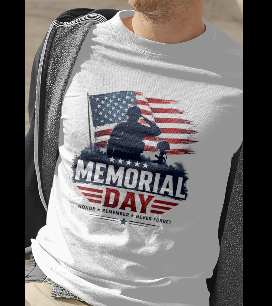 Memorial Day 2026 Honor Remember Never Forget American Flag T-Shirt