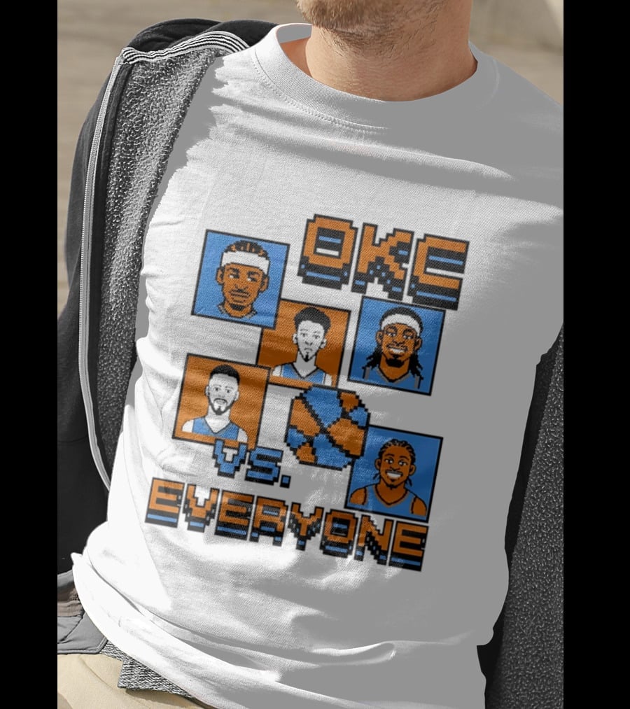 Oklahoma City Thunder OKC Vs Everyone 8 Bit Basketball Pixel Art Characters T-Shirt