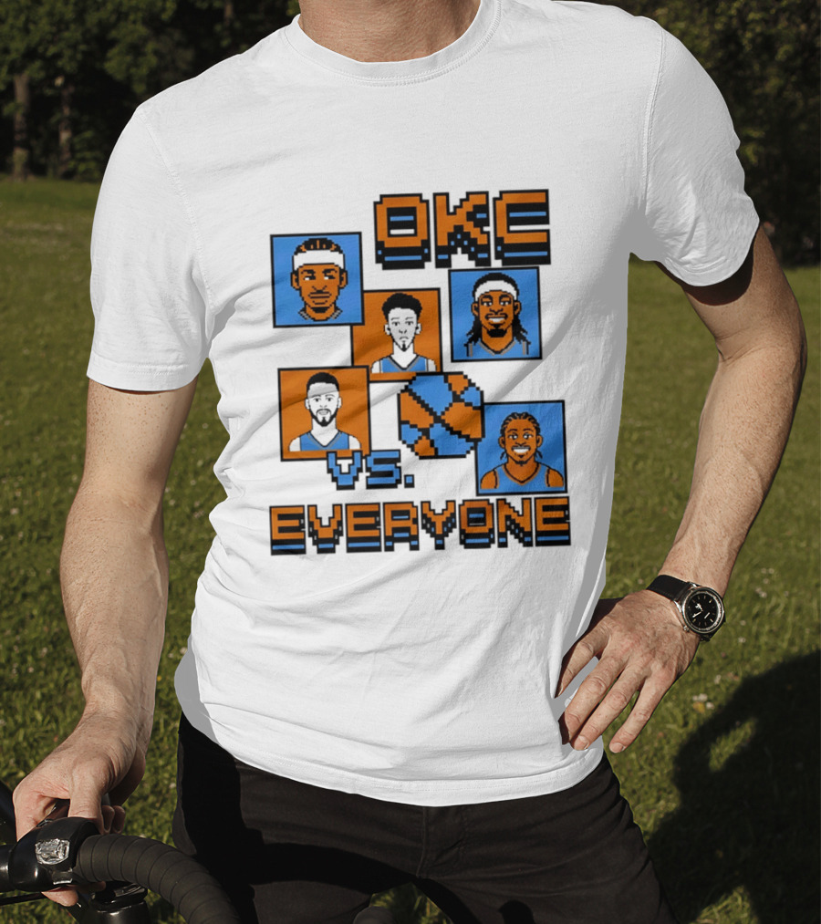 Oklahoma City Thunder OKC Vs Everyone 8 Bit Basketball Pixel Art Characters T-Shirt