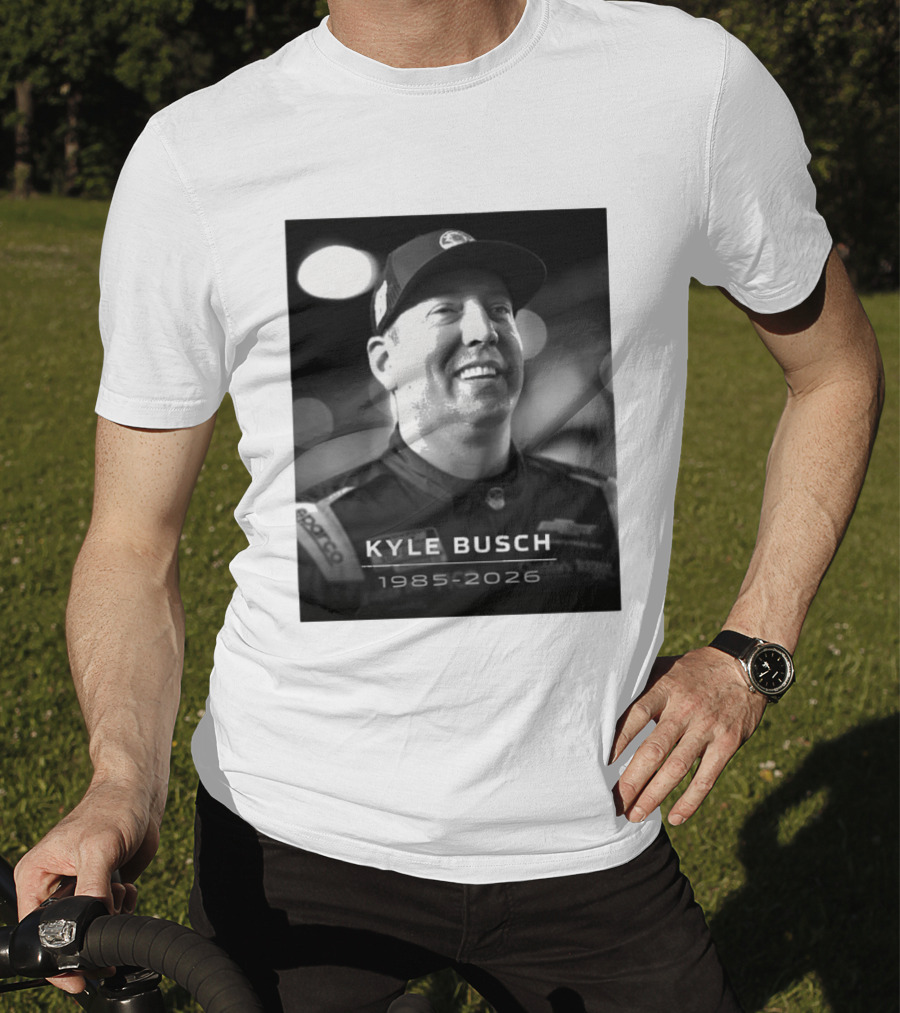 Kyle Busch 1985 2026 Racing Tribute Black And White T-Shirt