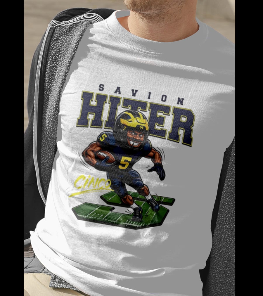 Savion Hiter Michigan Football Cinco 5 Mascot Caricature T-Shirt