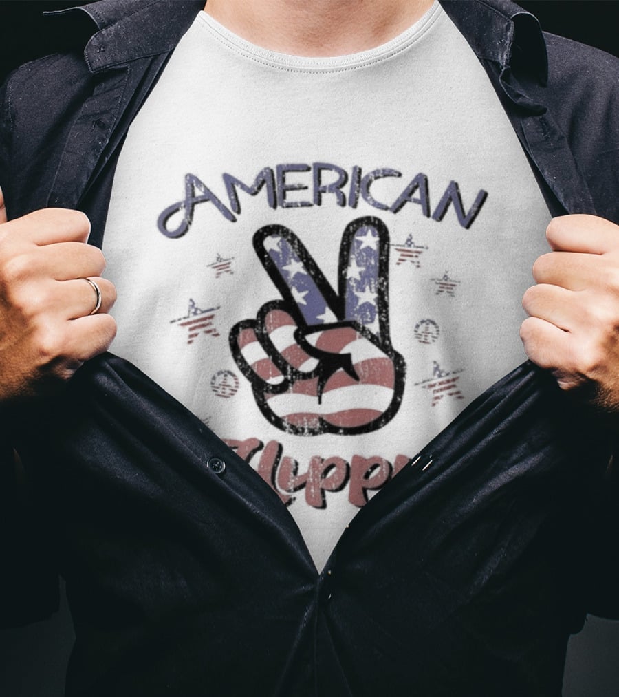 Peace Sign Stars And Stripes American Hippie T-Shirt