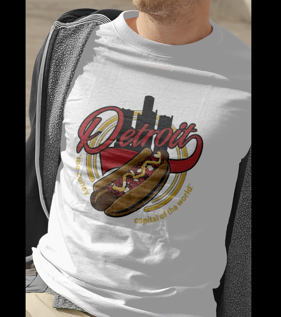 Detroit The Coney Capital Of The World Hot Dog Skyline T-Shirt