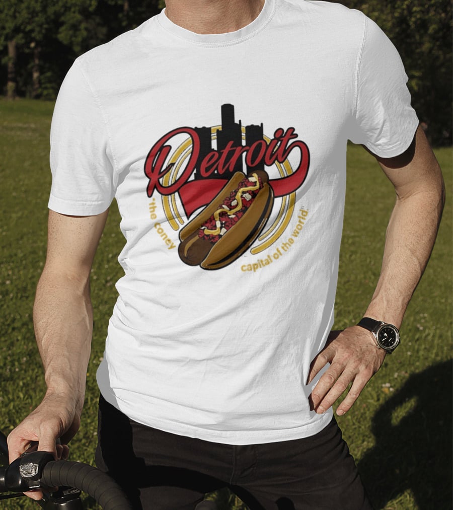 Detroit The Coney Capital Of The World Hot Dog Skyline T-Shirt
