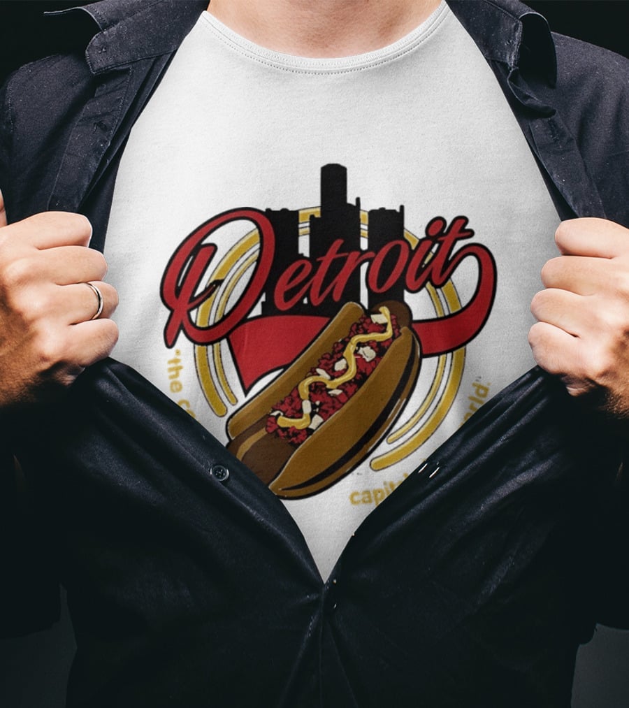 Detroit The Coney Capital Of The World Hot Dog Skyline T-Shirt