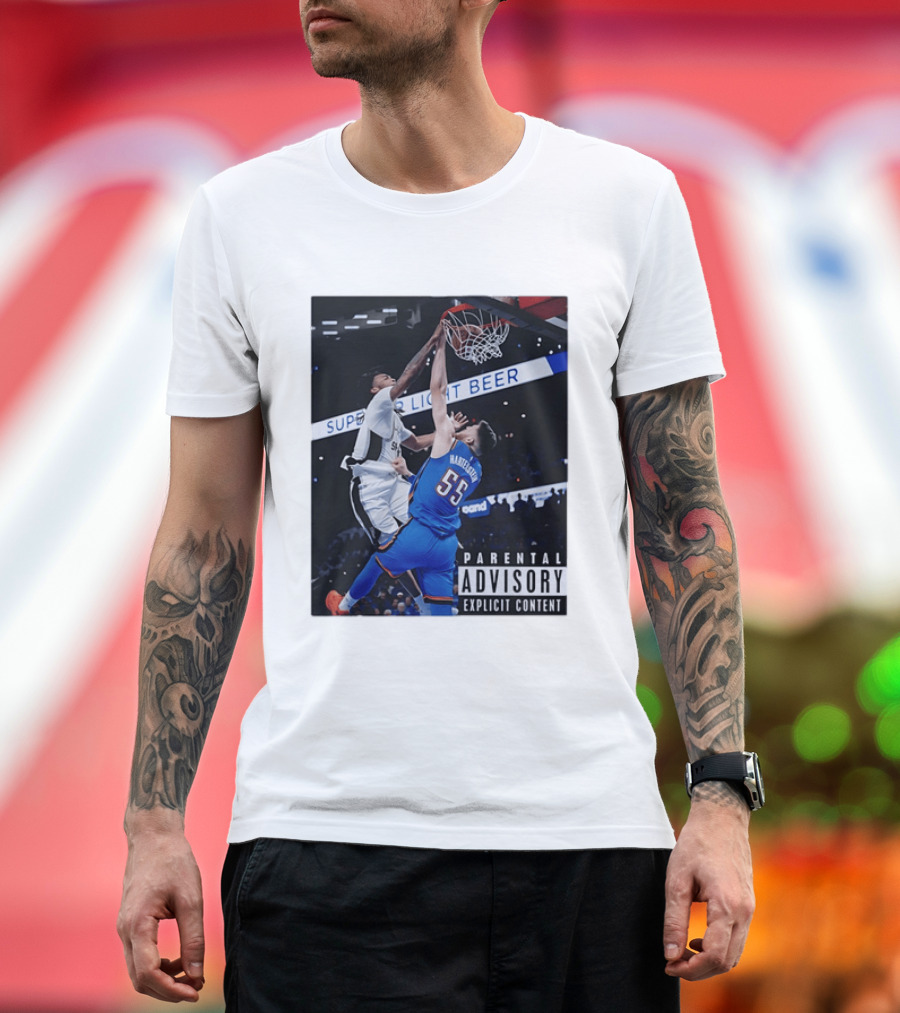 Parental Advisory Explicit Content Dunk Contest New York Knicks Mitchell Robinson Basketball Photo T-Shirt