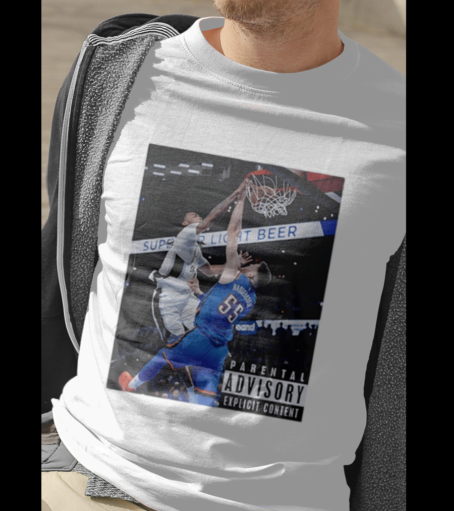 Parental Advisory Explicit Content Dunk Contest New York Knicks Mitchell Robinson Basketball Photo T-Shirt