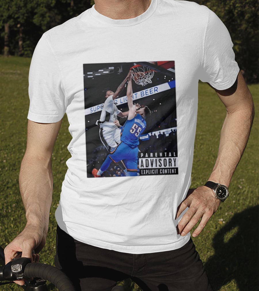 Parental Advisory Explicit Content Dunk Contest New York Knicks Mitchell Robinson Basketball Photo T-Shirt
