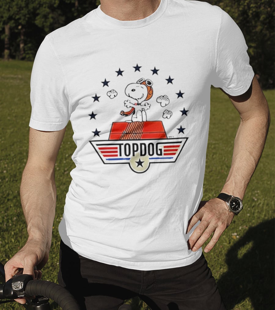 Snoopy Top Dog Stars Aviator Scarf And Goggles T-Shirt