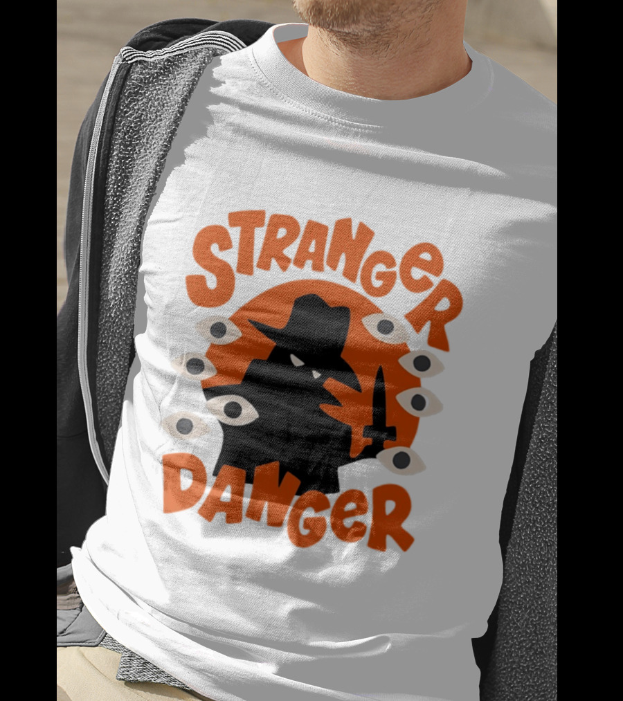 Stranger Danger Mysterious Figure Holding Knife Surrounded By Ing Eyes T-Shirt