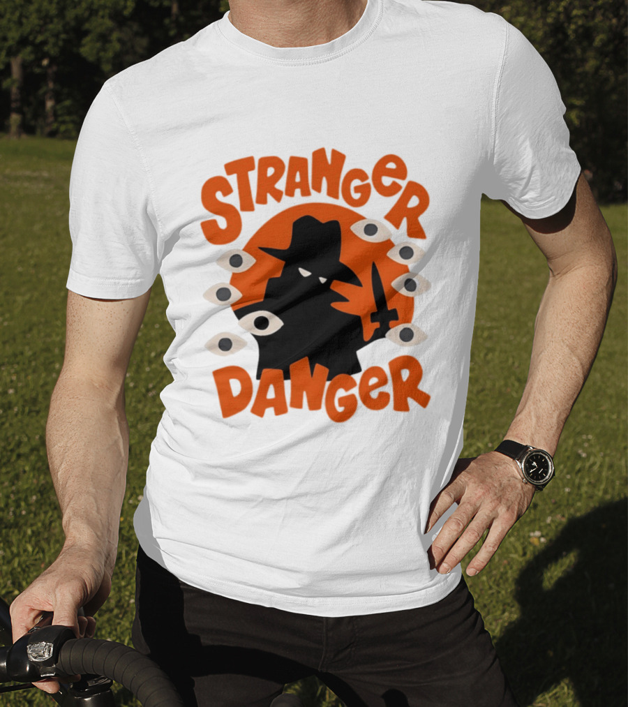 Stranger Danger Mysterious Figure Holding Knife Surrounded By Ing Eyes T-Shirt