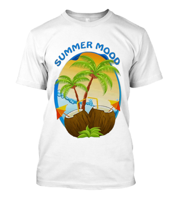 Summer Mood Tropical Palm And Coconut Drink Fiesta T-Shirt