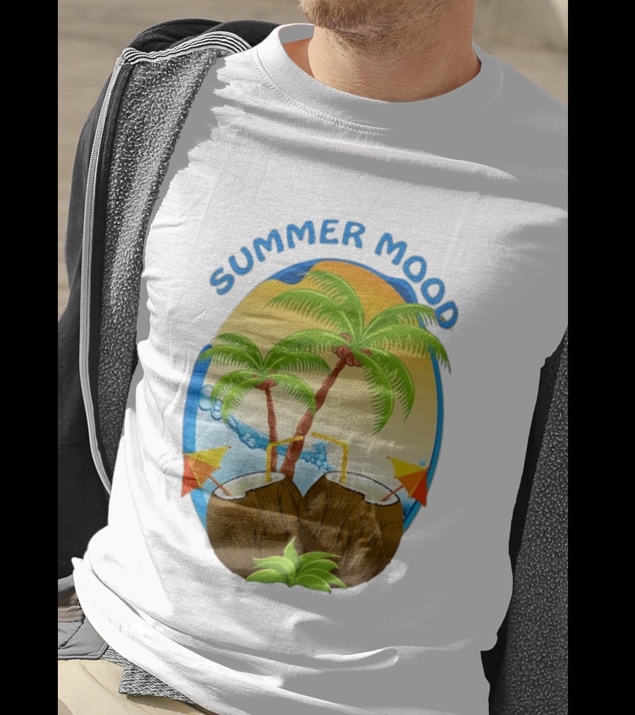 Summer Mood Tropical Palm And Coconut Drink Fiesta T-Shirt